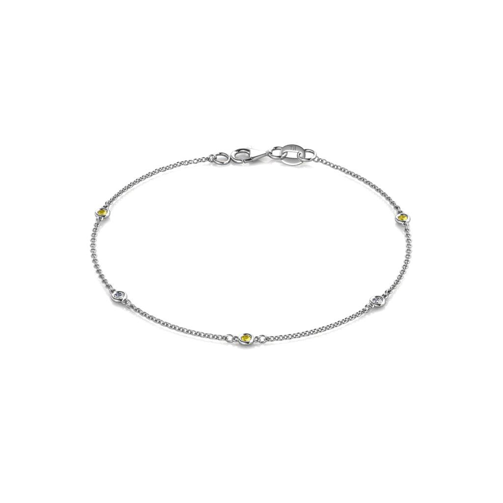 Aizza (5 Stn/2mm) Yellow Sapphire and Diamond Station Bracelet 