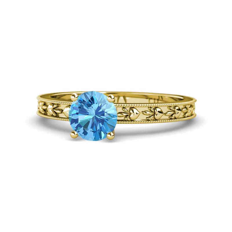 Niah Classic 6.50 mm Round Blue Topaz Solitaire Engagement Ring 