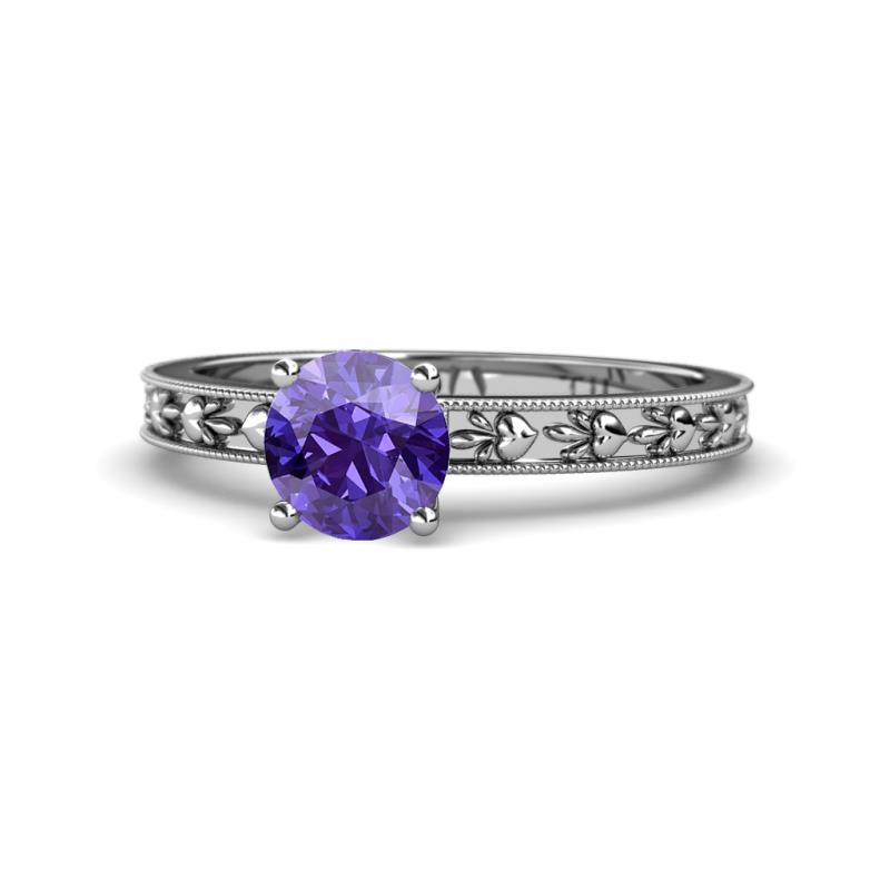 Niah Classic 6.50 mm Round Iolite Solitaire Engagement Ring 