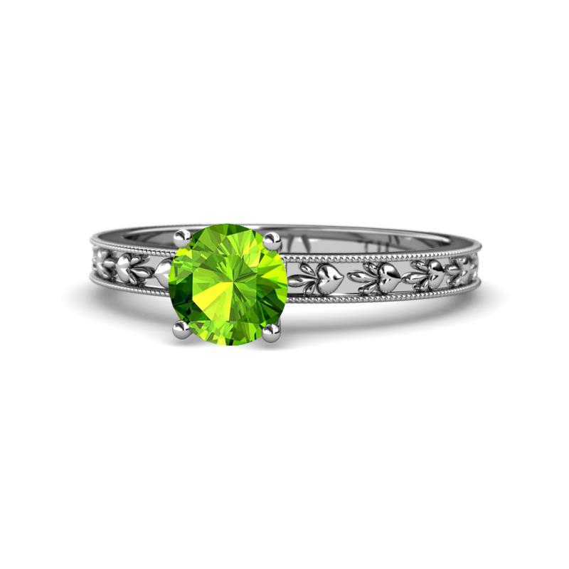 Niah Classic 6.50 mm Round Peridot Solitaire Engagement Ring 