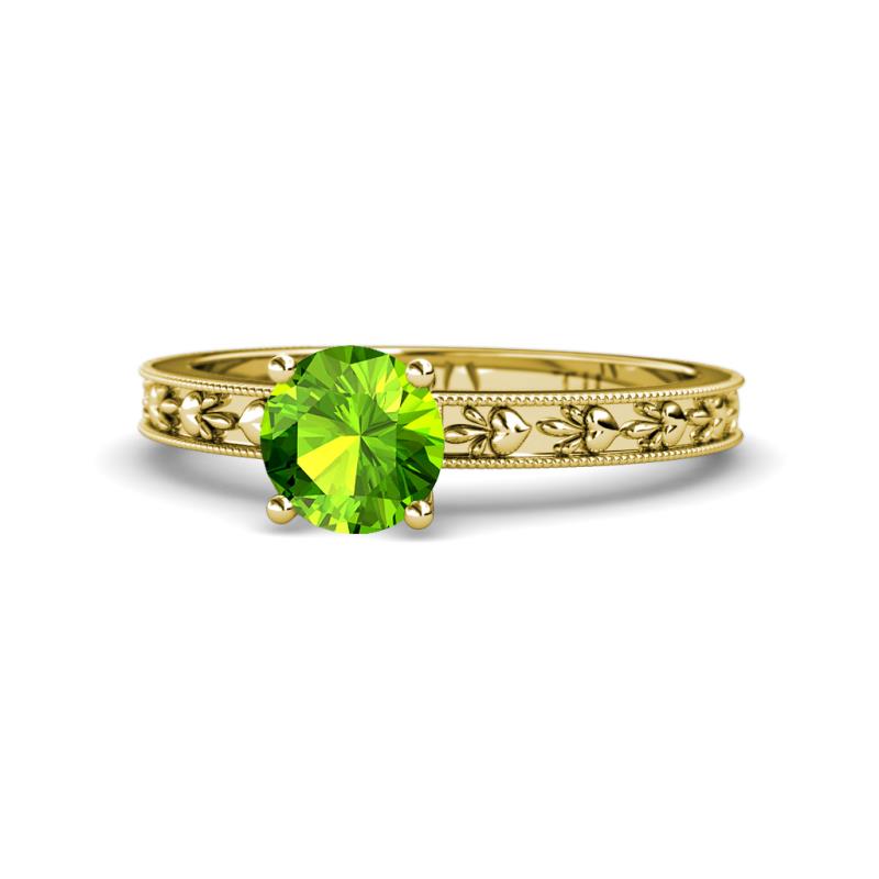 Niah Classic 6.50 mm Round Peridot Solitaire Engagement Ring 
