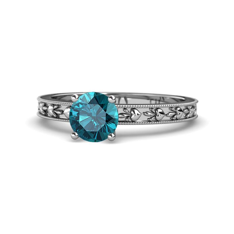 Niah Classic 6.50 mm Round London Blue Topaz Solitaire Engagement Ring 