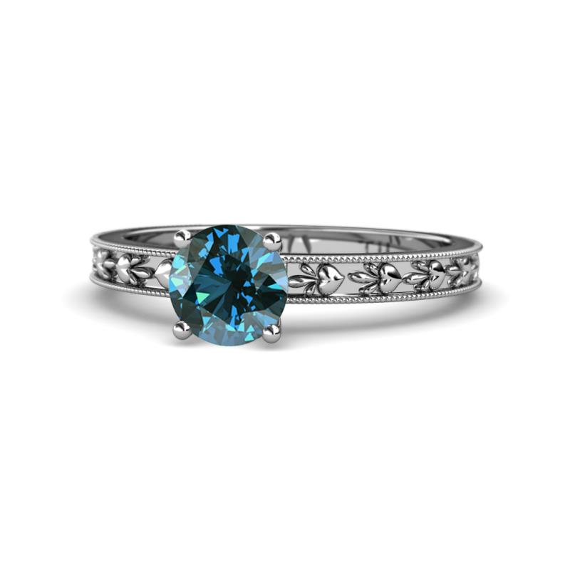 Niah Classic 6.00 mm Round Blue Diamond Solitaire Engagement Ring 