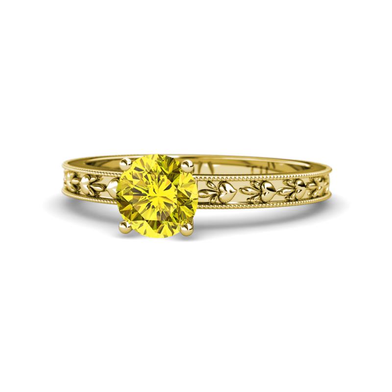 Niah Classic 6.00 mm Round Yellow Diamond Solitaire Engagement Ring 
