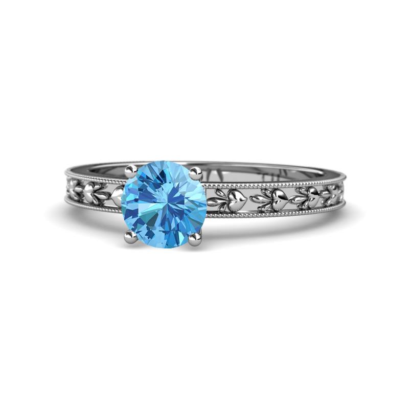 Niah Classic 6.50 mm Round Blue Topaz Solitaire Engagement Ring 