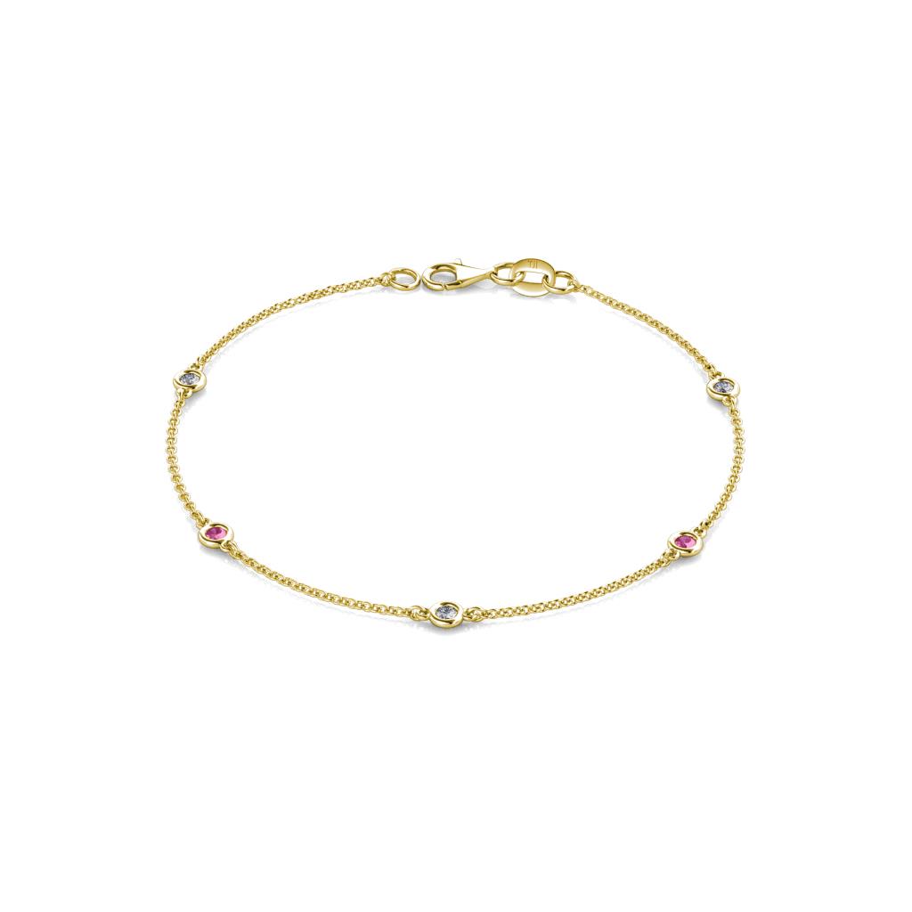 Aizza (5 Stn/2.4mm) Pink Sapphire and Diamond Station Bracelet 
