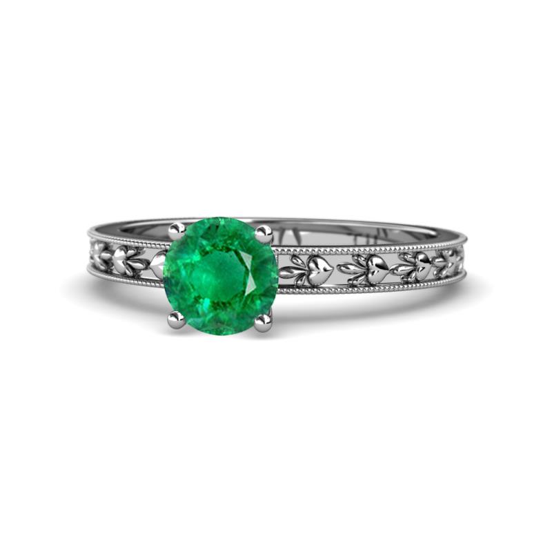 Niah Classic 6.00 mm Round Emerald Solitaire Engagement Ring 