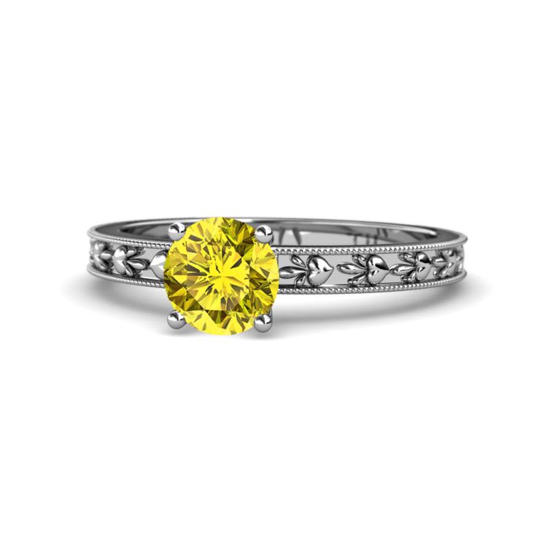 Niah Classic 6.00 mm Round Yellow Diamond Solitaire Engagement Ring 