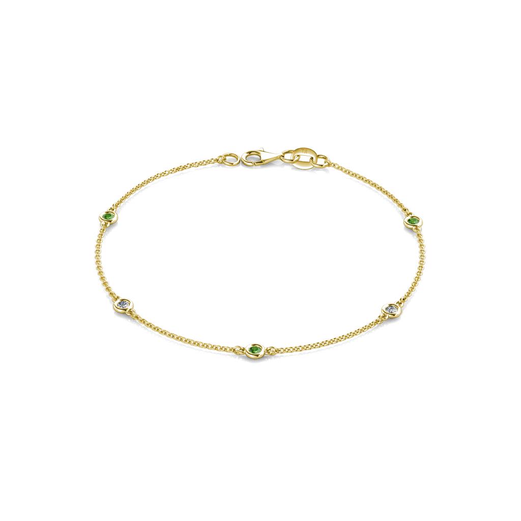 Aizza (5 Stn/2.4mm) Green Garnet and Diamond Station Bracelet 