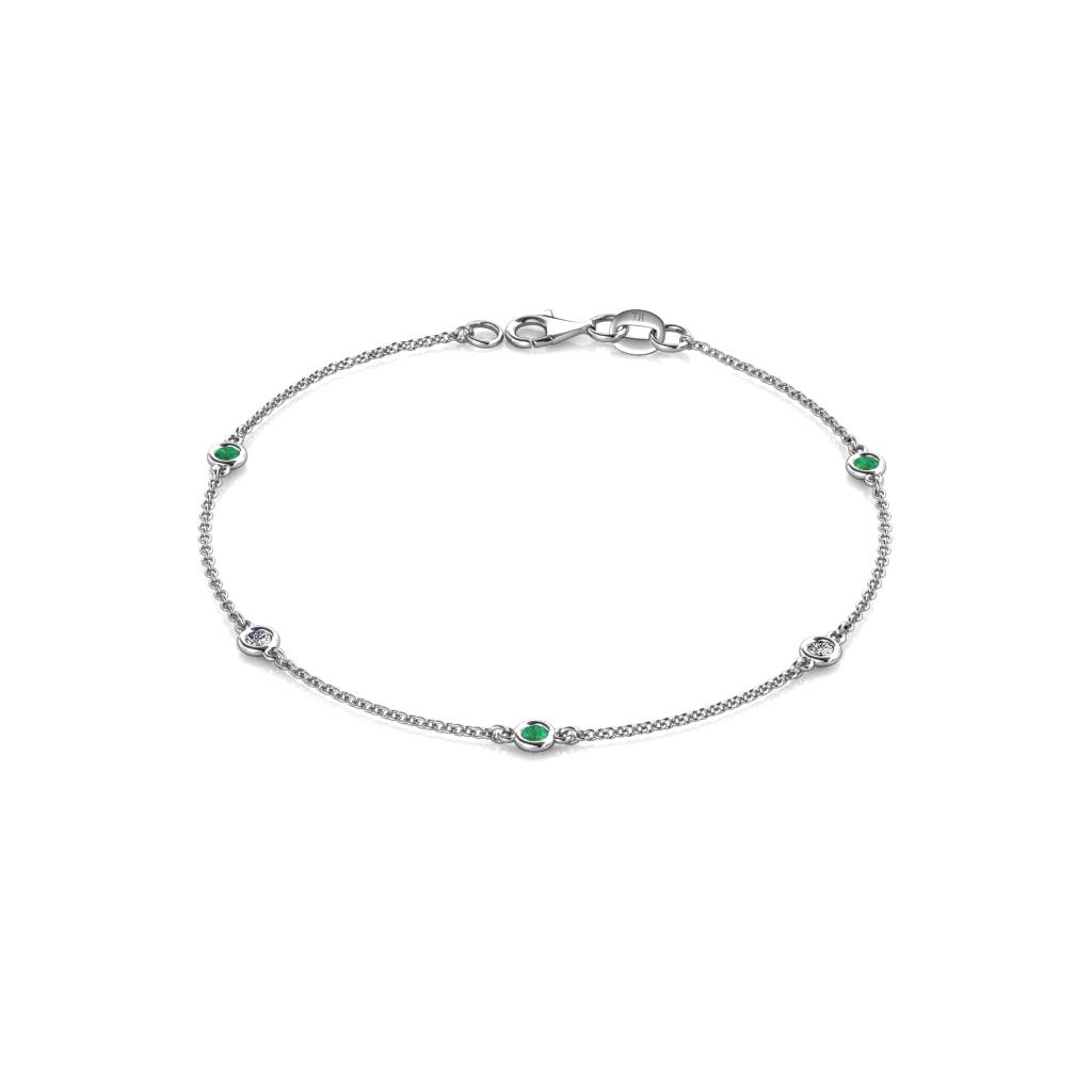 Aizza (5 Stn/2.4mm) Emerald and Diamond Station Bracelet 