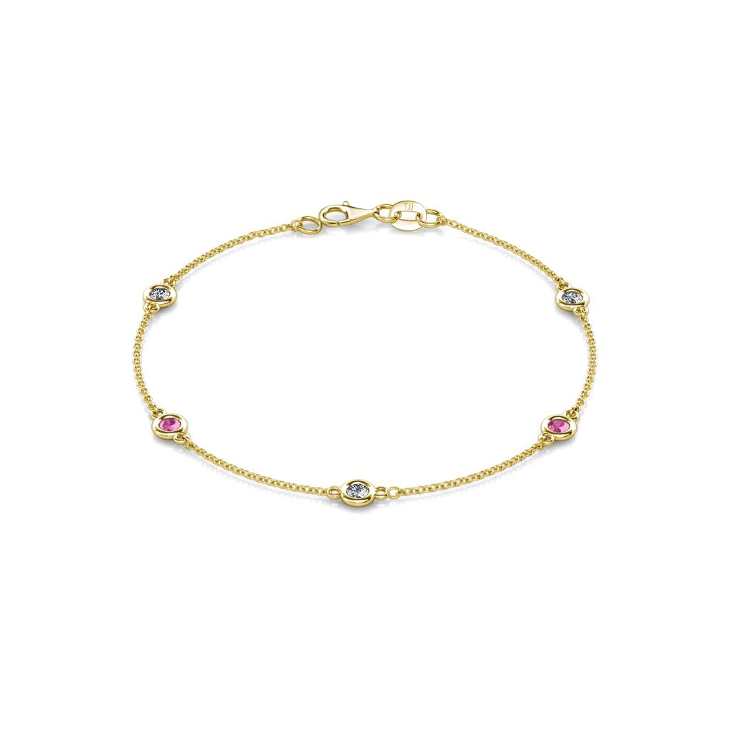 Aizza (5 Stn/3mm) Petite Pink Sapphire and Diamond Station Bracelet 