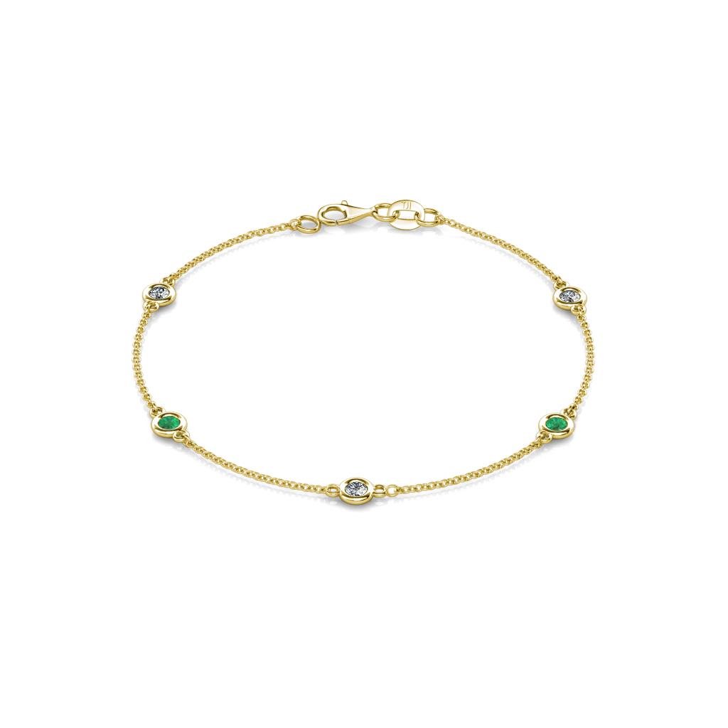 Aizza (5 Stn/3mm) Petite Emerald and Diamond Station Bracelet 