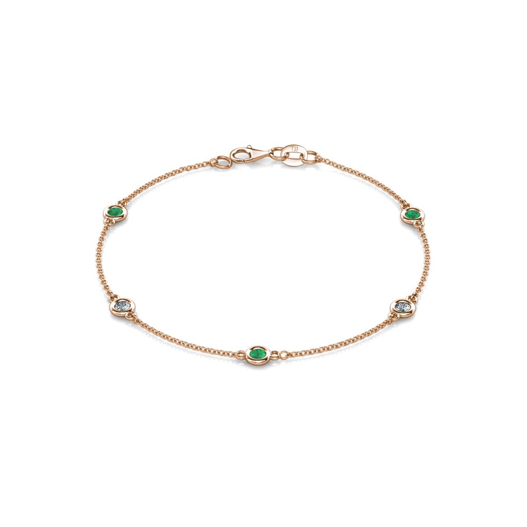 Aizza (5 Stn/3mm) Petite Emerald and Diamond Station Bracelet 