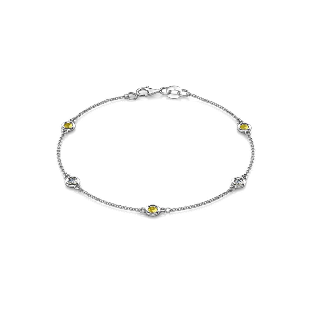 Aizza (5 Stn/3mm) Petite Yellow Sapphire and Diamond Station Bracelet 