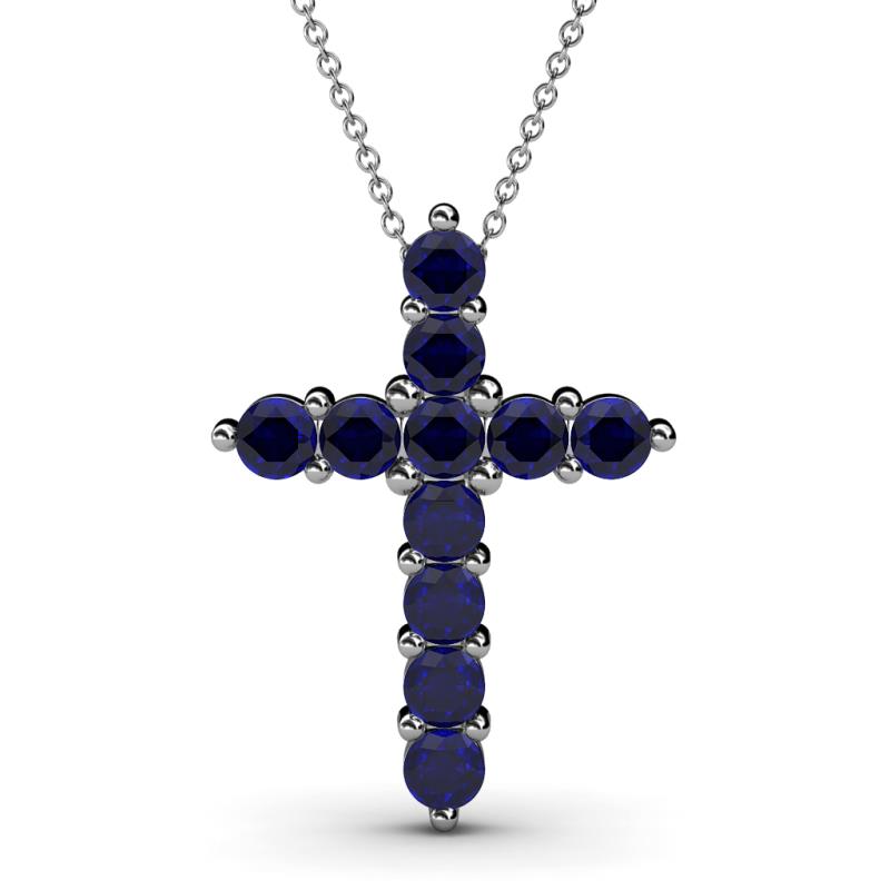 Abella Blue Sapphire Cross Pendant 