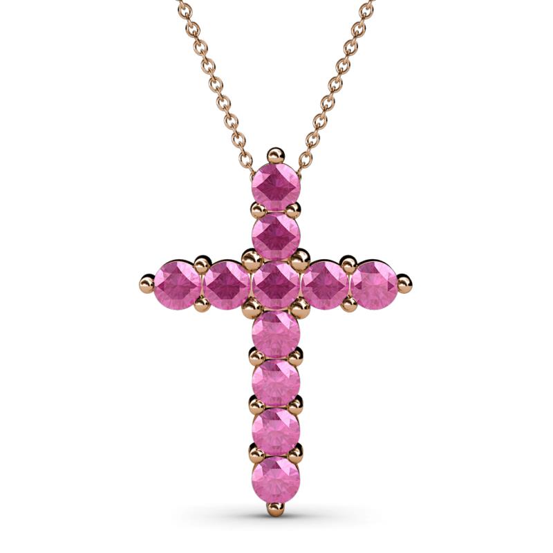 Abella Pink Sapphire Cross Pendant 