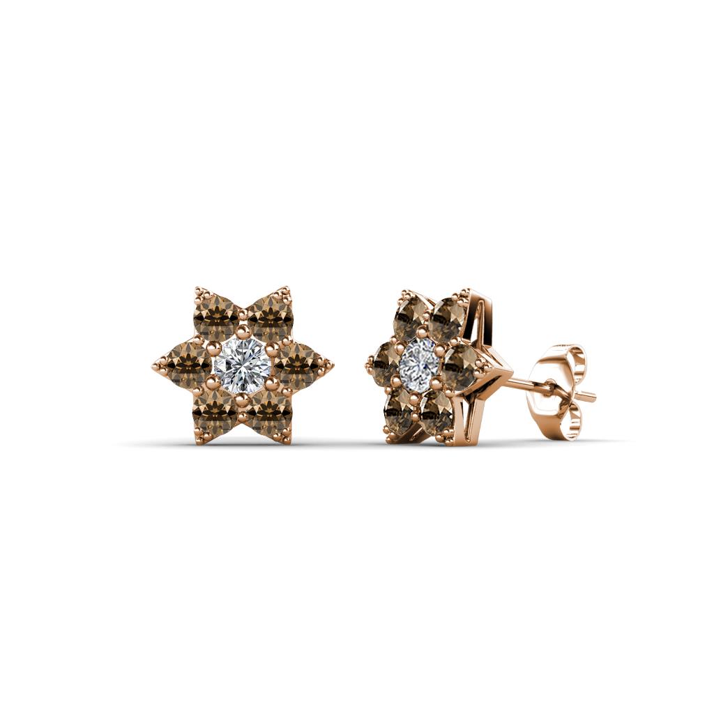Amora Diamond and Smoky Quartz Flower Earrings 