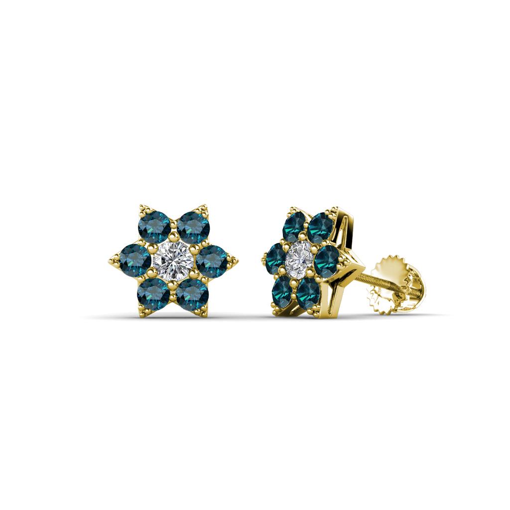 Amora Blue and White Blue Diamond Flower Earrings 