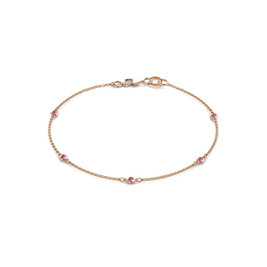 Aizza (5 Stn/2mm) Pink Sapphire Station Bracelet 