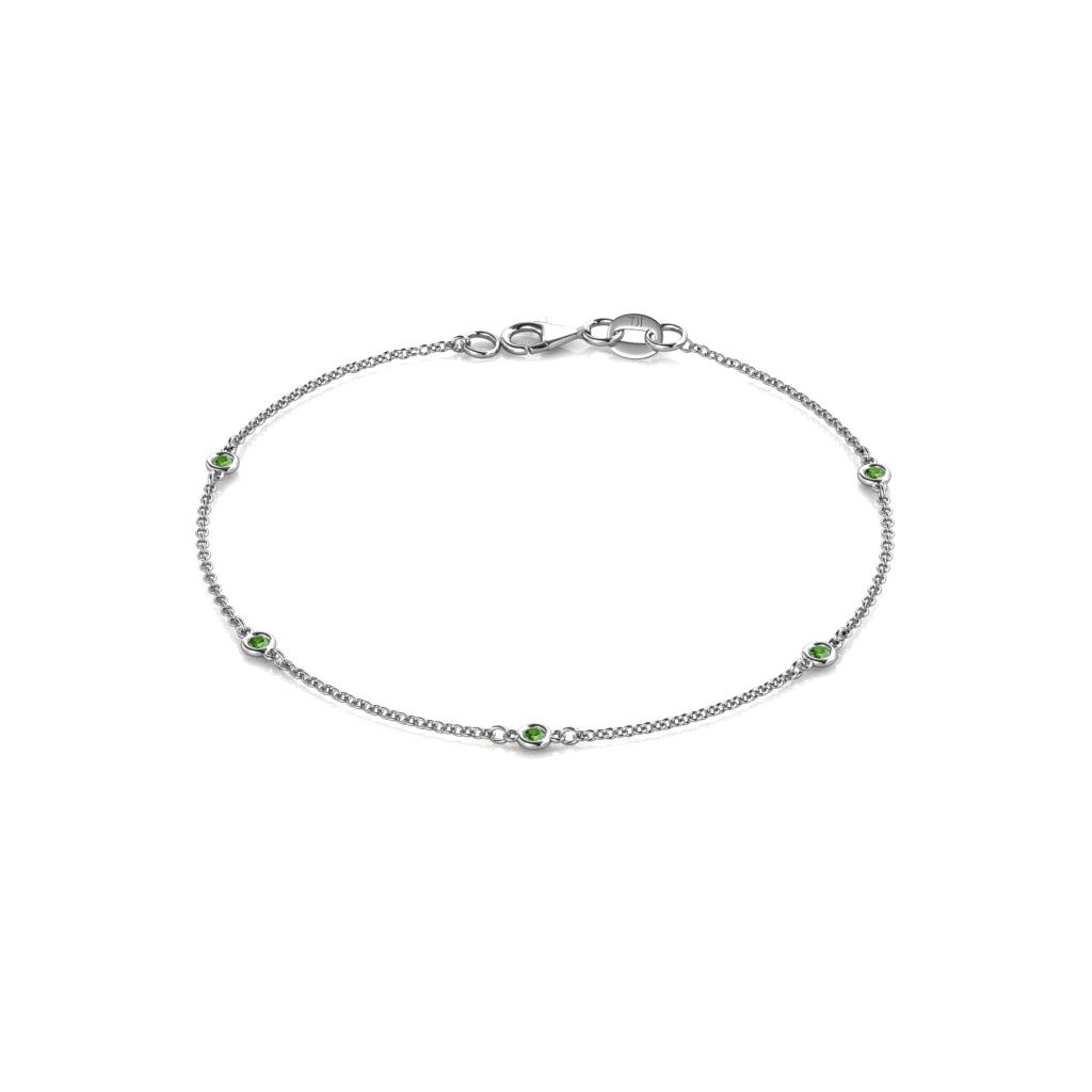 Aizza (5 Stn/2mm) Green Garnet Station Bracelet 