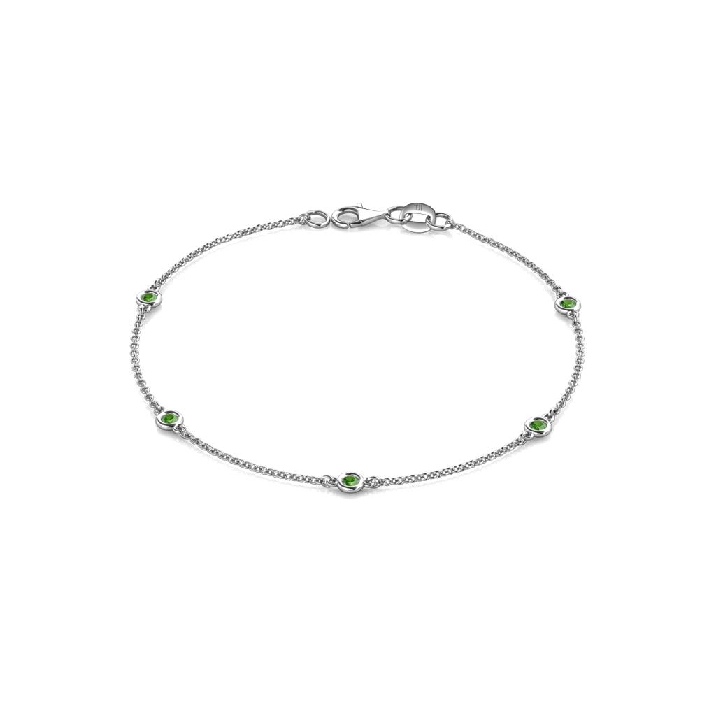 Aizza (5 Stn/2.4mm) Green Garnet Station Bracelet 