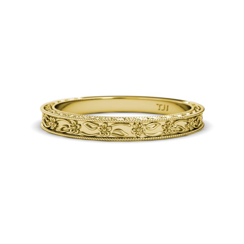 Florie Classic Floral Engraved Wedding Band 