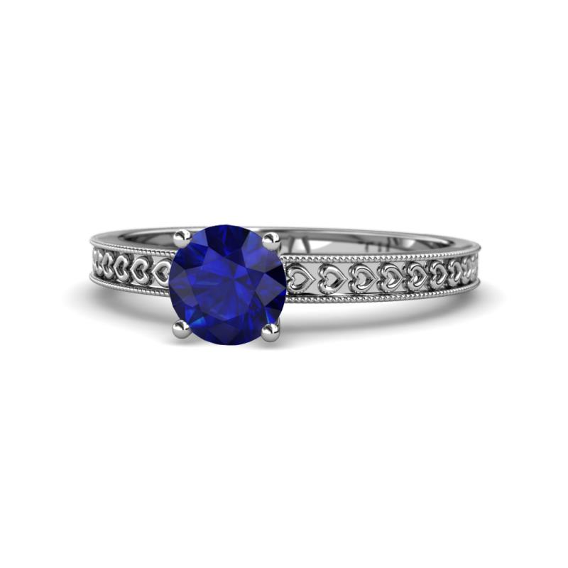 Janina Classic Blue Sapphire Solitaire Engagement Ring 