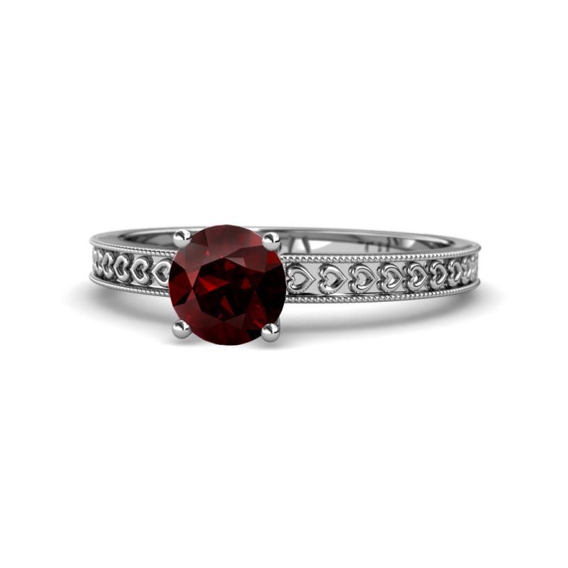 Janina Classic Red Garnet Solitaire Engagement Ring 
