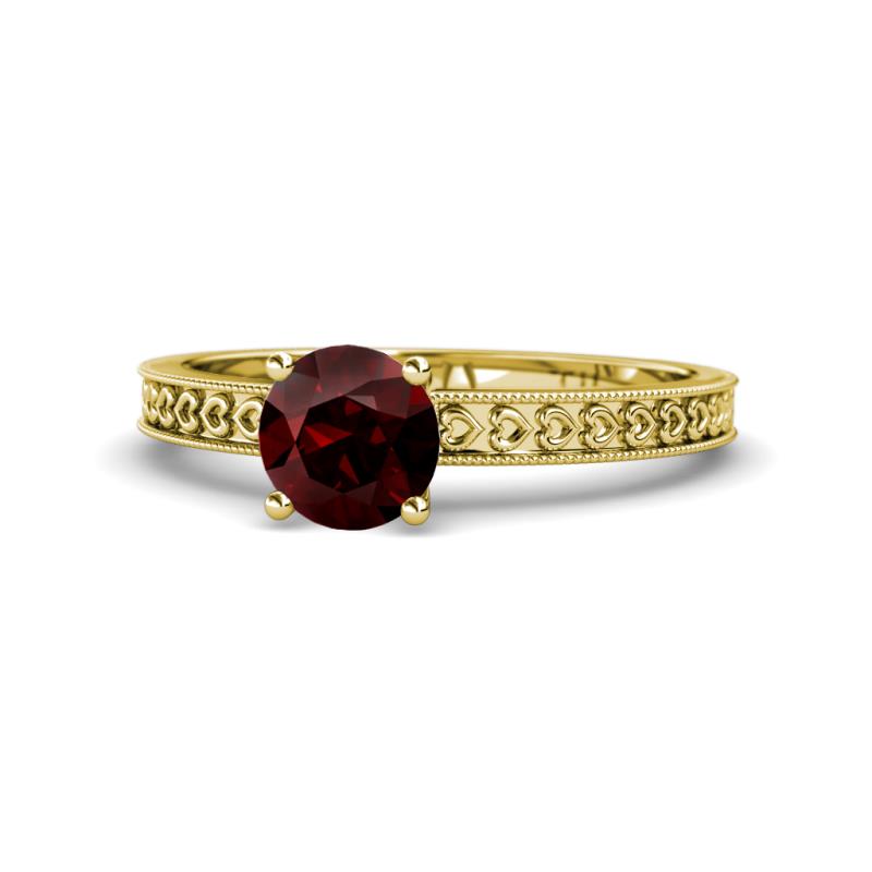 Janina Classic Red Garnet Solitaire Engagement Ring 