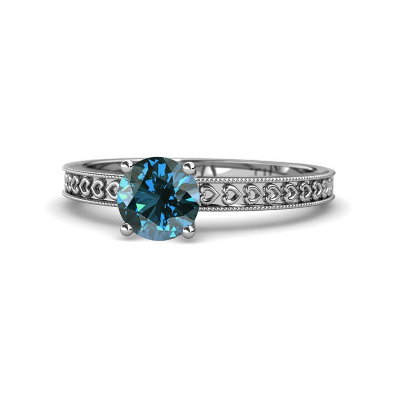 Janina Classic Blue Diamond Solitaire Engagement Ring 