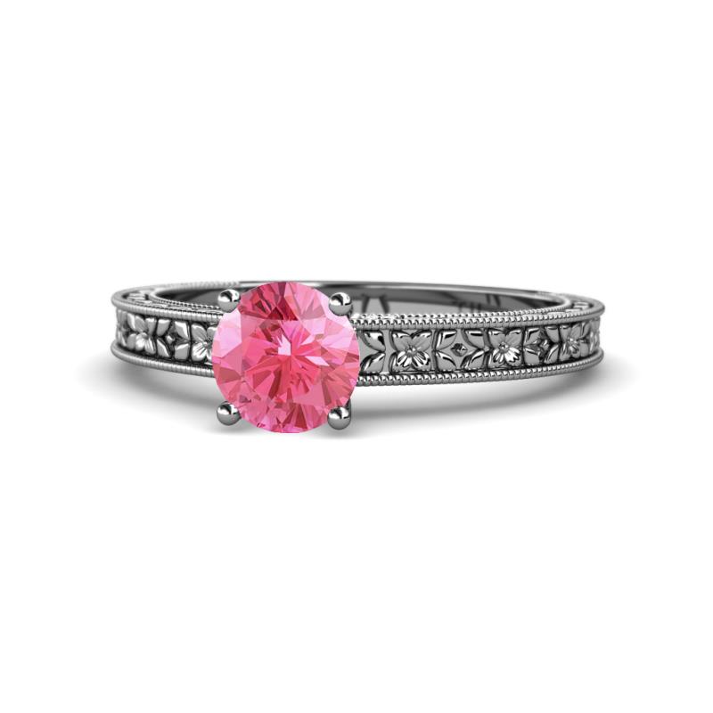 Florian Classic 6.50 mm Round Pink Tourmaline Solitaire Engagement Ring 