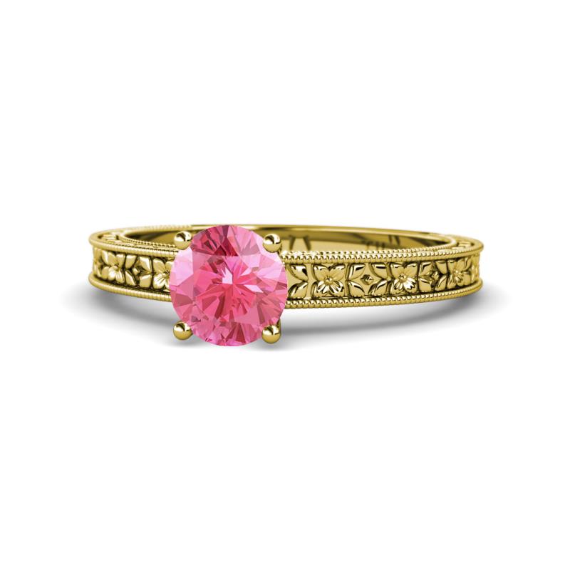 Florian Classic 6.50 mm Round Pink Tourmaline Solitaire Engagement Ring 