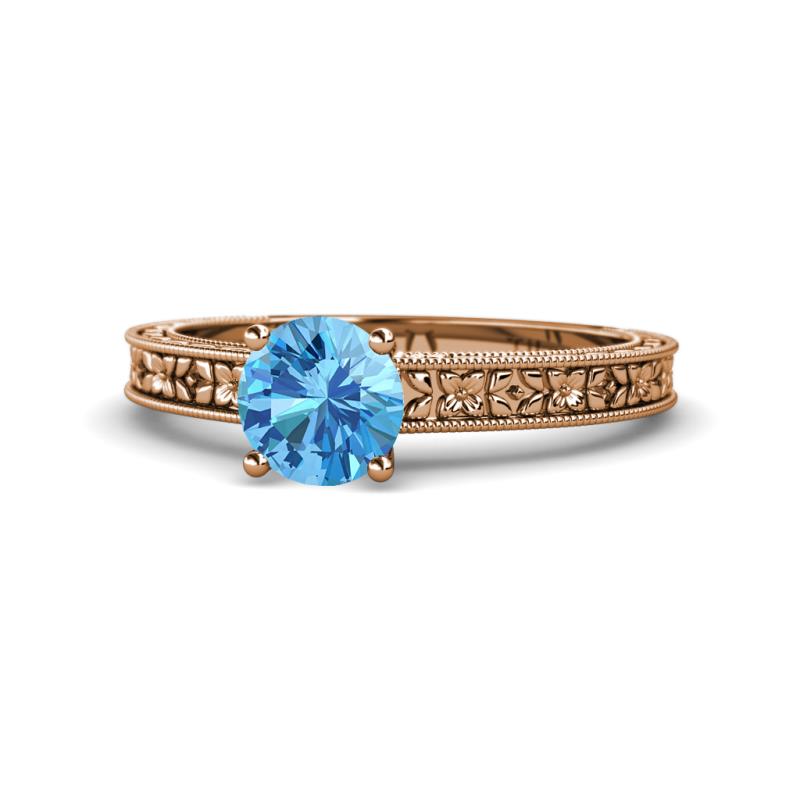 Florian Classic 6.50 mm Round Blue Topaz Solitaire Engagement Ring 