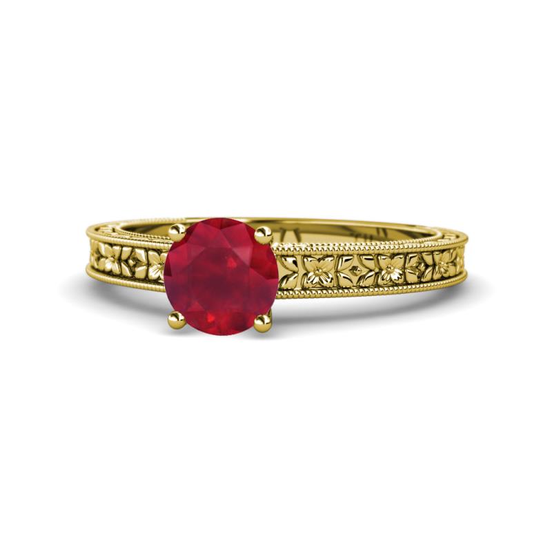 Florian Classic 6.00 mm Round Ruby Solitaire Engagement Ring 