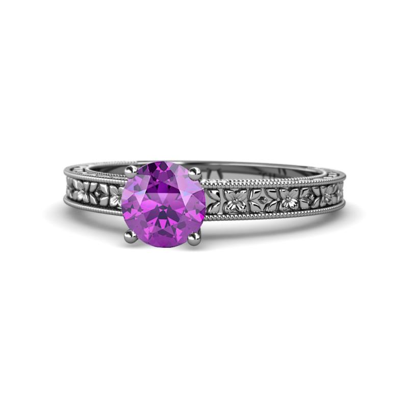 Florian Classic 6.50 mm Round Amethyst Solitaire Engagement Ring 
