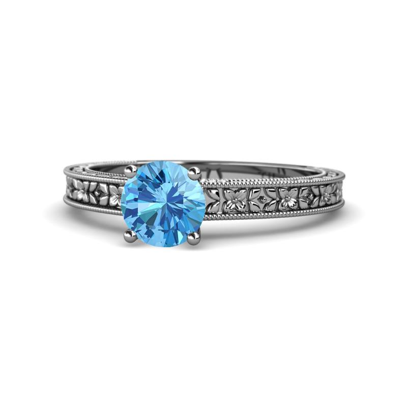 Florian Classic 6.50 mm Round Blue Topaz Solitaire Engagement Ring 