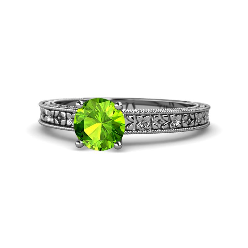 Florian Classic 6.50 mm Round Peridot Solitaire Engagement Ring 