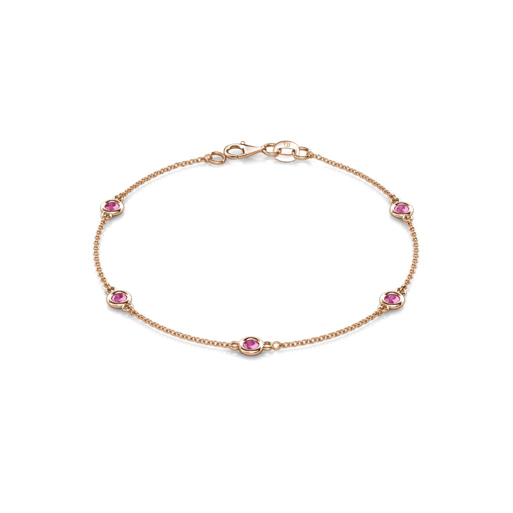 Aizza (5 Stn/3mm) Pink Sapphire Station Bracelet 