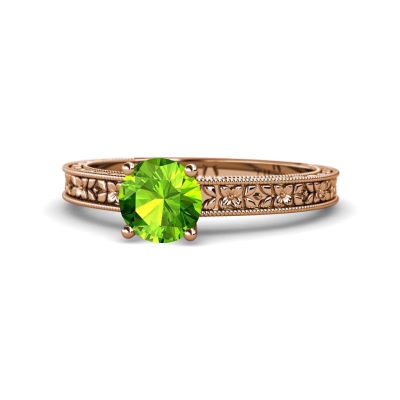 Florian Classic 6.50 mm Round Peridot Solitaire Engagement Ring 