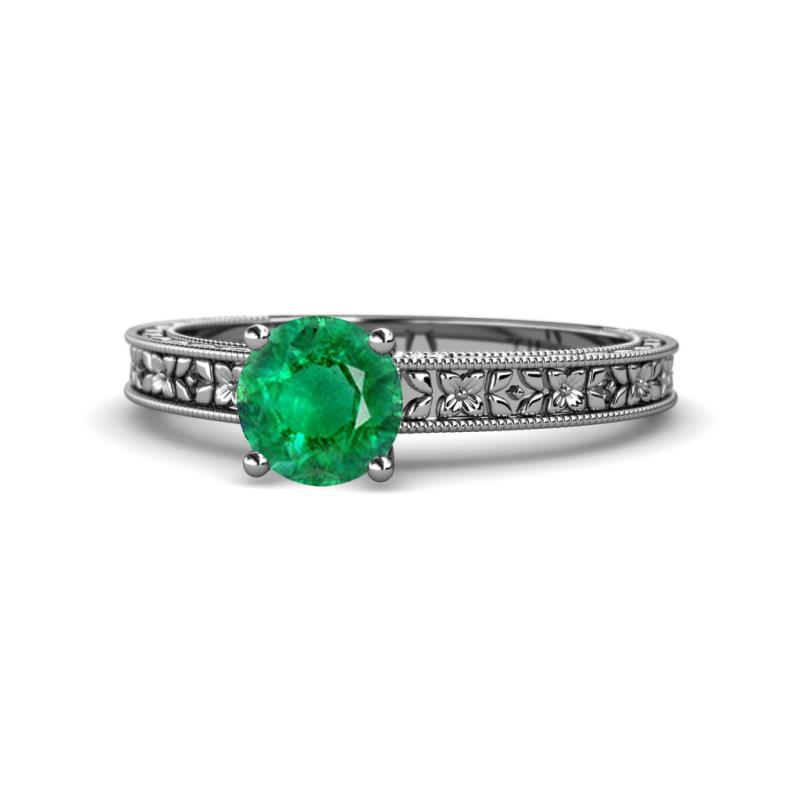 Florian Classic 6.00 mm Round Emerald Solitaire Engagement Ring 