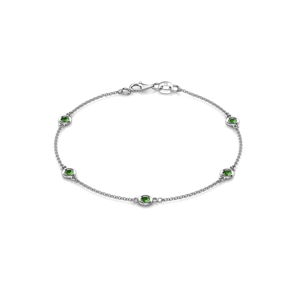 Aizza (5 Stn/3mm) Green Garnet Station Bracelet 