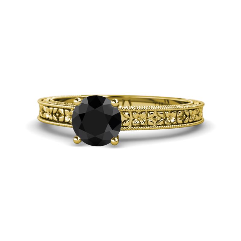 Florian Classic 6.00 mm Round Black Diamond Solitaire Engagement Ring 