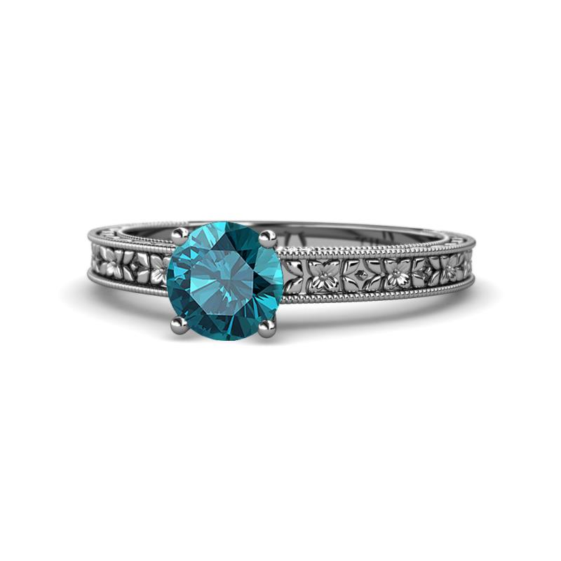 Florian Classic 6.50 mm Round London Blue Topaz Solitaire Engagement Ring 