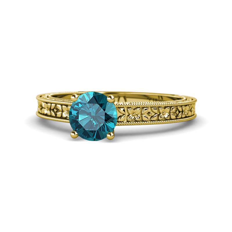 Florian Classic 6.50 mm Round London Blue Topaz Solitaire Engagement Ring 