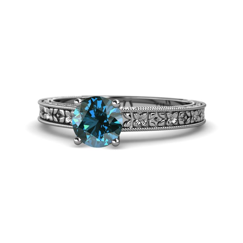 Florian Classic 6.00 mm Round Blue Diamond Solitaire Engagement Ring 