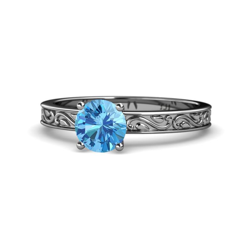 Cael Classic 6.50 mm Round Blue Topaz Solitaire Engagement Ring 