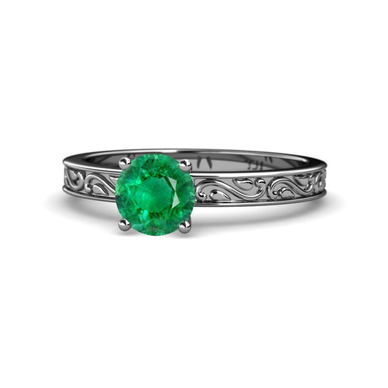 Cael Classic 6.00 mm Round Emerald Solitaire Engagement Ring 