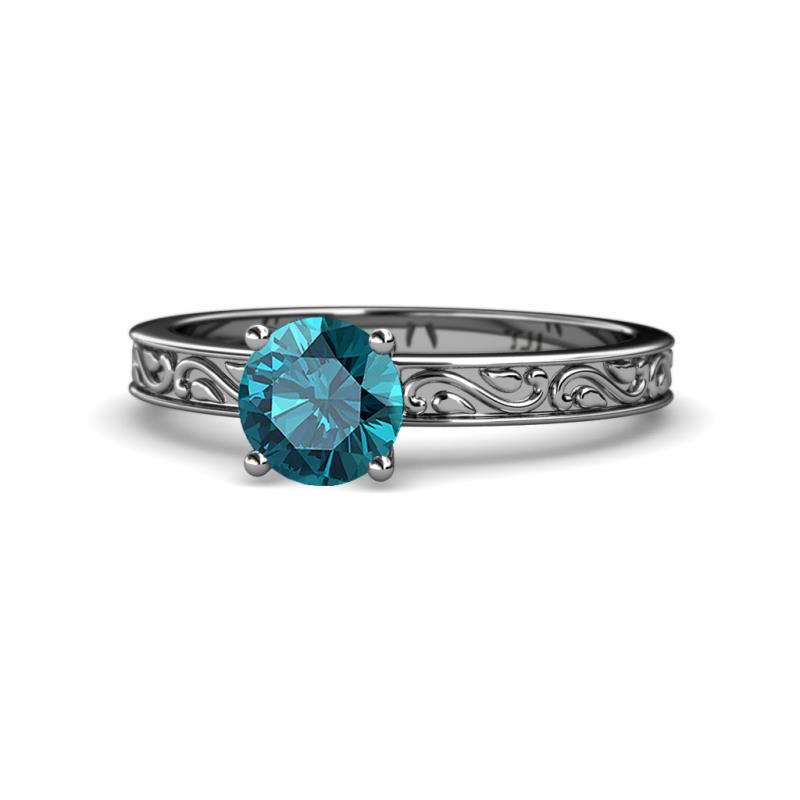 Cael Classic 6.50 mm Round London Blue Topaz Solitaire Engagement Ring 