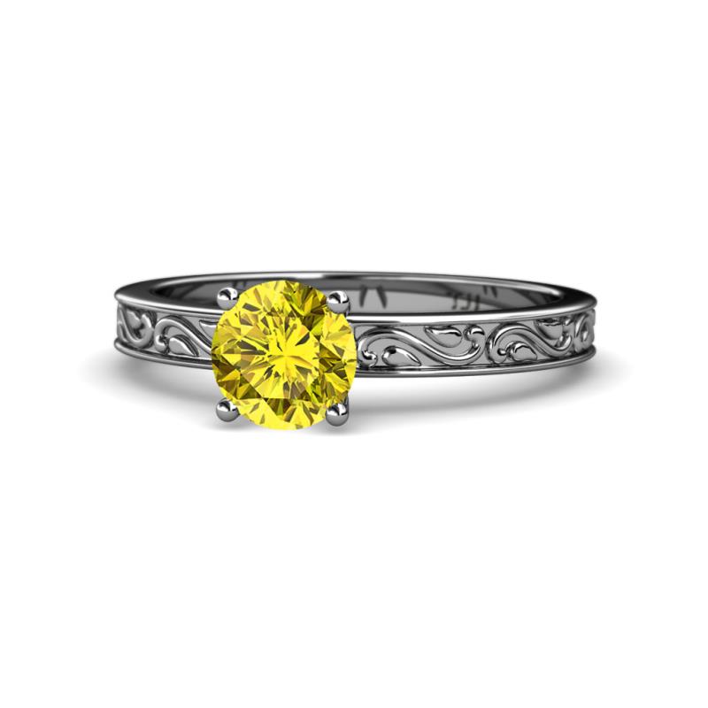 Cael Classic 6.50 mm Round Yellow Diamond Solitaire Engagement Ring 