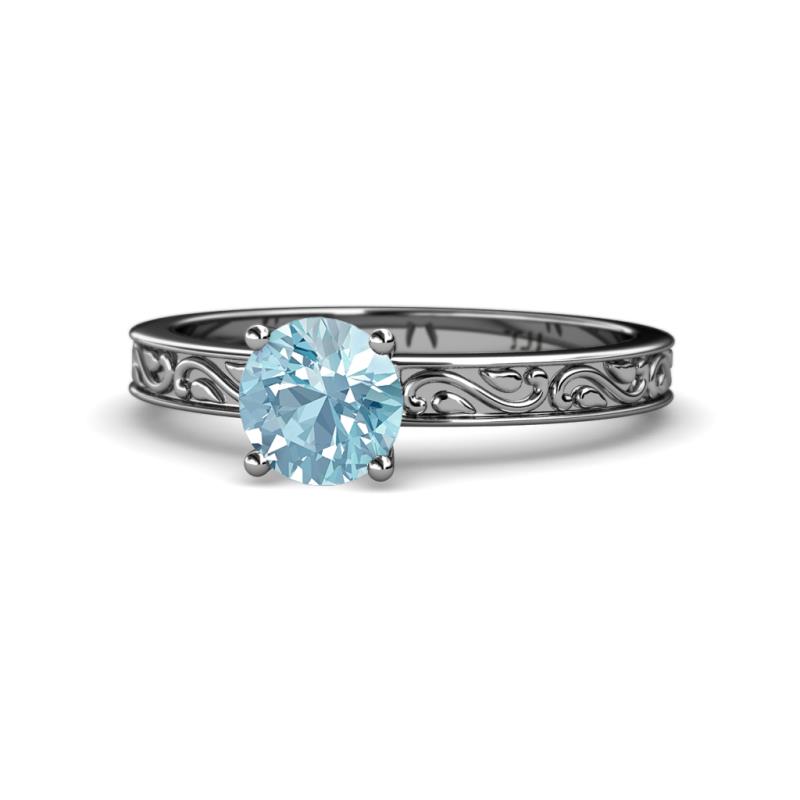 Cael Classic 6.50 mm Round Aquamarine Solitaire Engagement Ring 